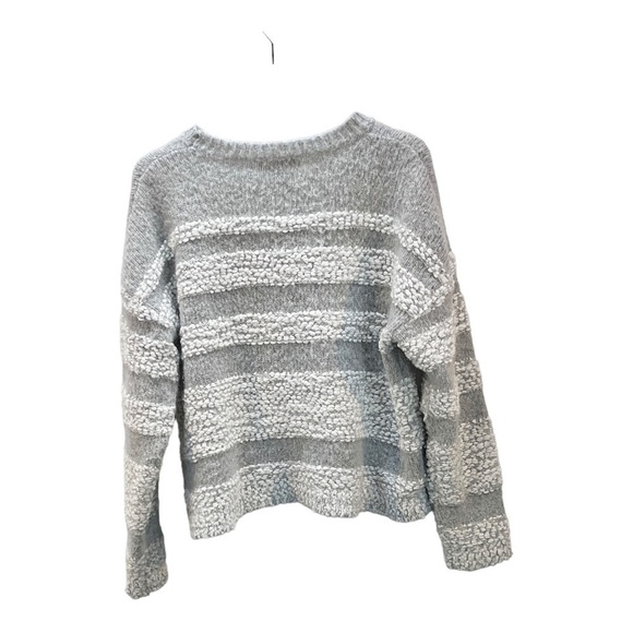 Heartloom Striped Crew Neck Sweater Boxy Striped Large two tone Grey White - Picture 2 of 6